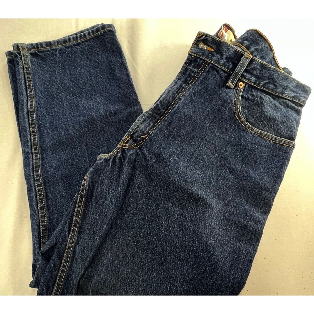 Levis 550 Mens Dark Wash Straight Leg Relaxed Fit Denim Blue Jeans 36x29